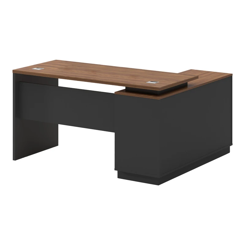 Desk with left corner Oscar pakoworld melamine in walnut-charcoal shade 140x120x76cm