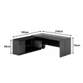 Desk with left corner Oscar pakoworld melamine in walnut-charcoal shade 220x180x76cm