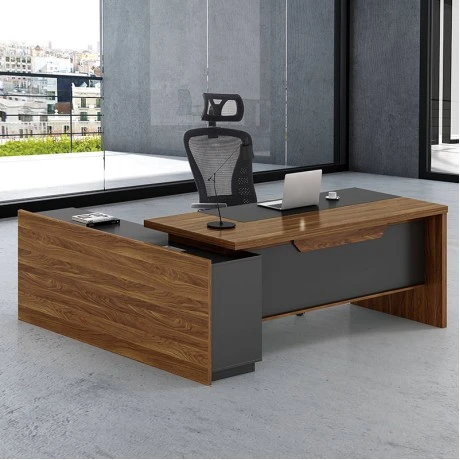 Professional right corner office desk Oscar pakoworld walnut-anthracite 220x180x76cm