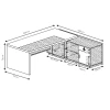 Right corner ofiice desk Oscar pakoworld walnut-anthracite 200x180x76cm