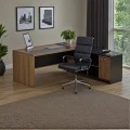 Desk with right corner Oscar pakoworld melamine in walnut-charcoal shade 220x180x76cm
