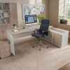 Professional work corner desk Armadi pakoworld sonoma-white 200x90x75cm