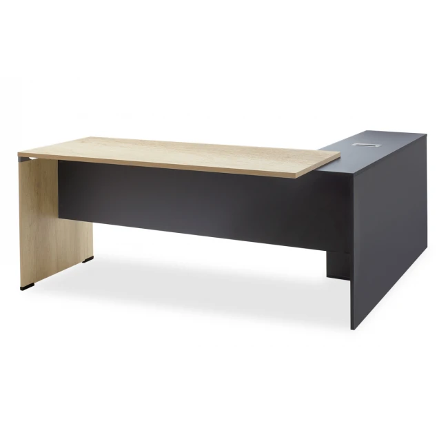 Commercial desk reversible Lotus  pakoworld oak-dark grey color 180x160x75cm
