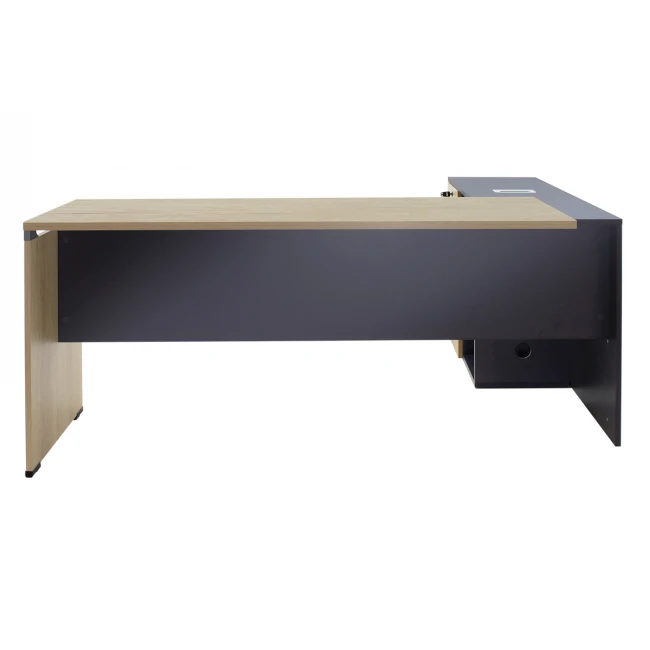Commercial desk reversible Lotus  pakoworld oak-dark grey color 180x160x75cm