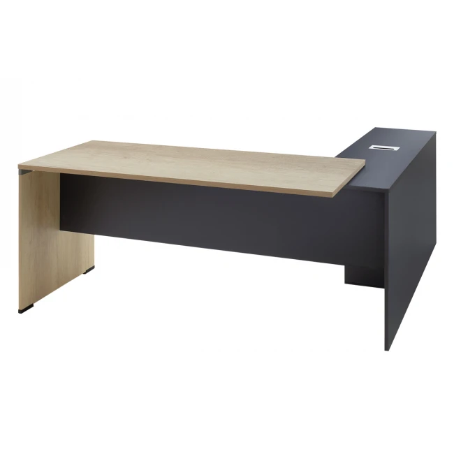 Commercial desk reversible Lotus  pakoworld oak-dark grey color 180x160x75cm