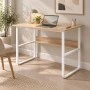 Study desk Kela pakoworld mdf in oak color and white metal legs 100x60x73cm
