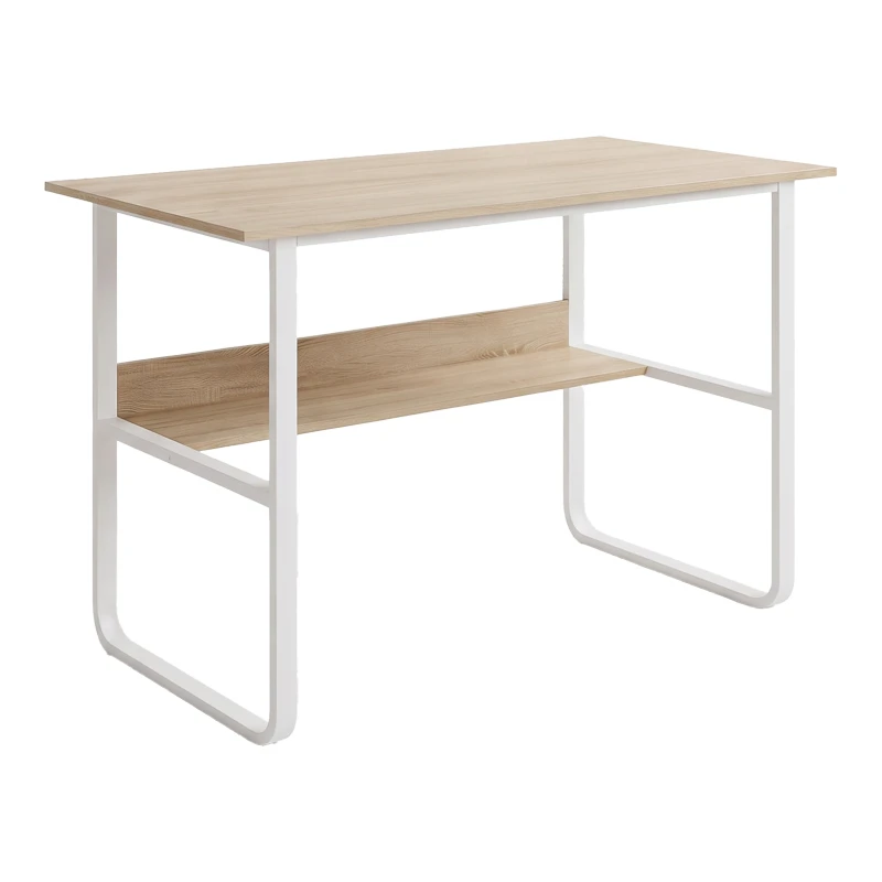 Study desk Kela pakoworld mdf in oak color and white metal legs 100x60x73cm