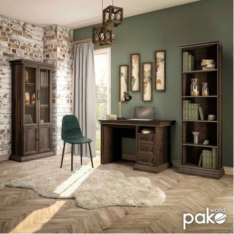 Office table Mozart pakoworld with drawers in walnut color 121x60x78cm