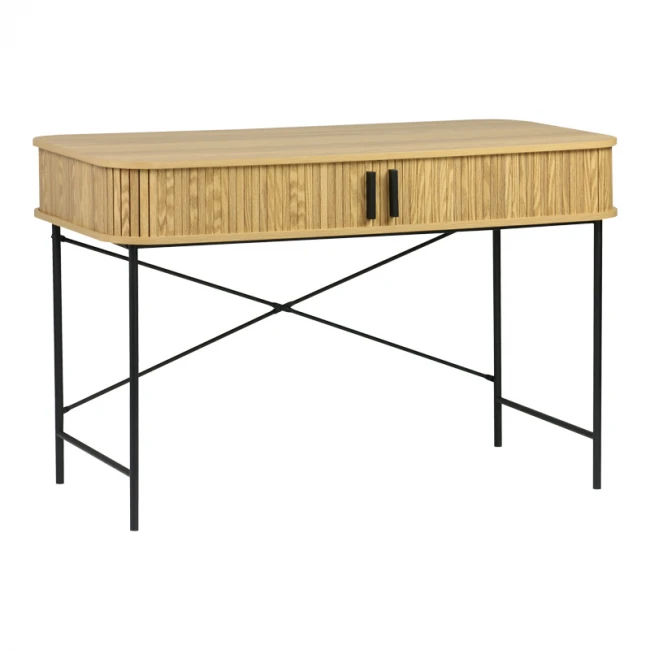 Γραφείο εργασίας Scandi pakoworld MDF/Metal σε φυσική απόχρωση με μεταλλικά μαύρα πόδια 120x60x76,5εκ