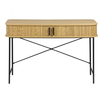 Work desk Scandi pakoworld MDF/Metal in natural color with black metal legs 120x60x76.5cm