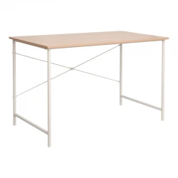 Γραφείο εργασίας Senzia pakoworld σε φυσική απόχρωση με λευκό μέταλλο 120x60x75εκ