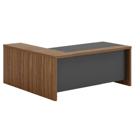 Professional right corner office desk Oscar pakoworld walnut-charcoal 200x188,6x76cm