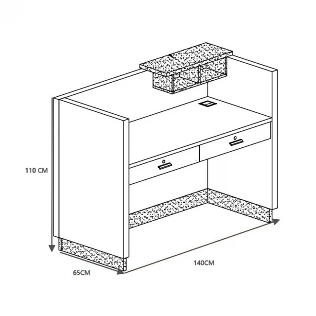 Γραφείο reception επαγγελματικό Oscar pakoworld σε καρυδί-ανθρακί απόχρωση 140x65x110εκ