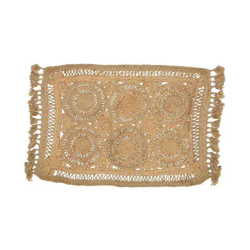 Rug Adena pakoworld jute with fringes in natural color 180x120cm