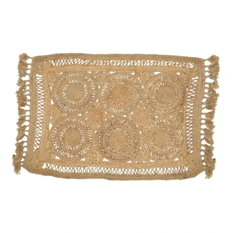 Rug Adena pakoworld jute with fringes in natural color 216x150cm