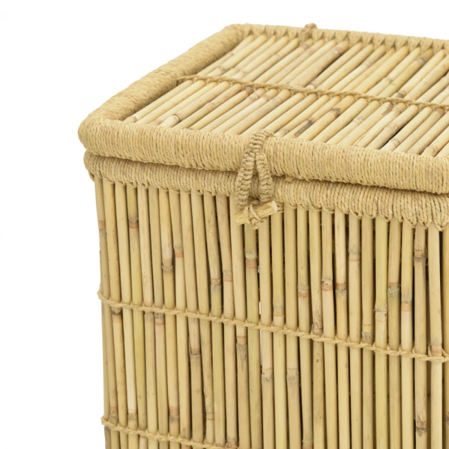 Laundry basket Dremia Inart 2 pieces set natural bamboo