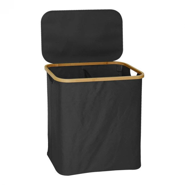 Laundry rack Lodge pakoworld bamboo-fabric in grey color 54x33x60cm