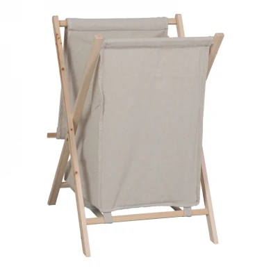 Laundry rack Lonerte pakoworld fir wood-fabric in natural-beige color 43.5x41x64cm