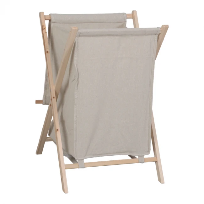 Laundry rack Lonerte pakoworld fir wood-fabric in natural-beige color 43.5x41x64cm