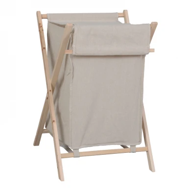 Laundry rack Lonerte pakoworld fir wood-fabric in natural-beige color 43.5x41x64cm