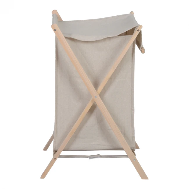 Laundry rack Lonerte pakoworld fir wood-fabric in natural-beige color 43.5x41x64cm