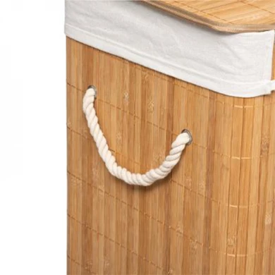 Laundry basket Natural pakoworld in oak-white color 40x30x50cm