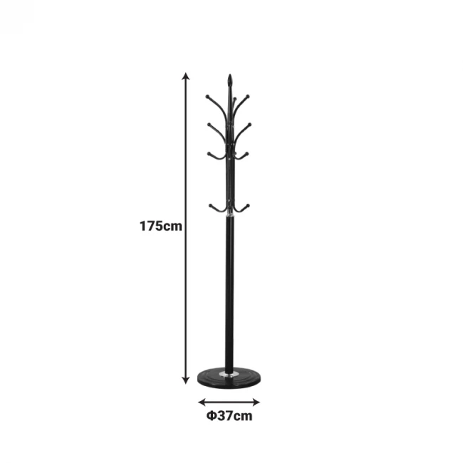 Coat rack Keleste pakoworld metal in black color D37x175cm