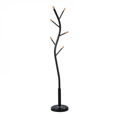 Coat rack Portu pakoworld metal in black-natural color D30x170cm