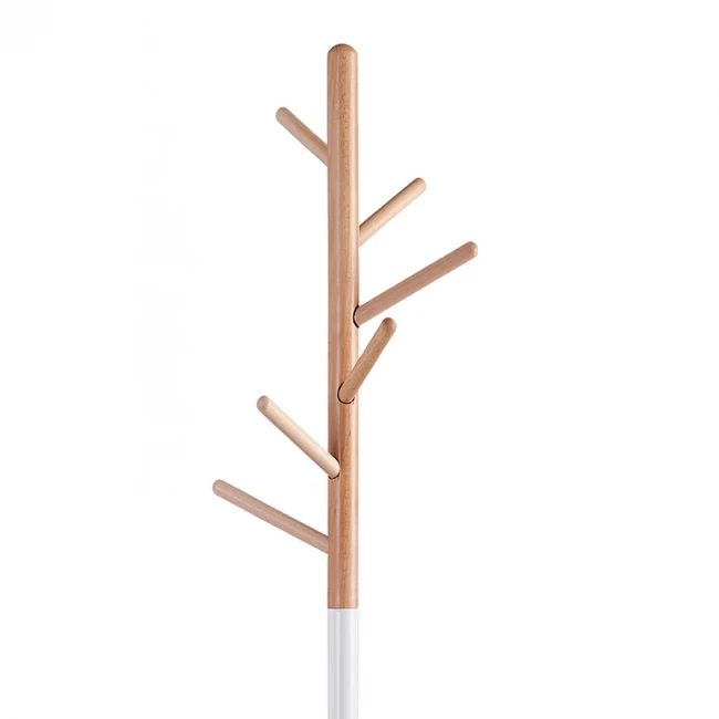 Coat Stand Marianna pakoworld metal white-natural D37x169cm