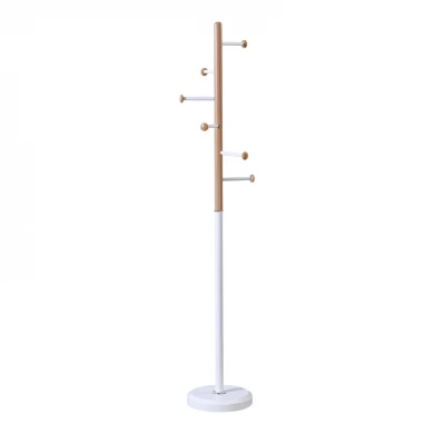 Coat rack Serea pakoworld metal in white-natural color D30x175cm