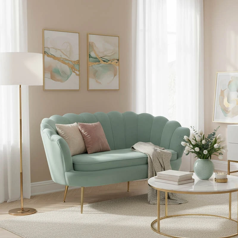 2-seater sofa Daimon pakoworld velvet in pistachio shade 134x70x77cm