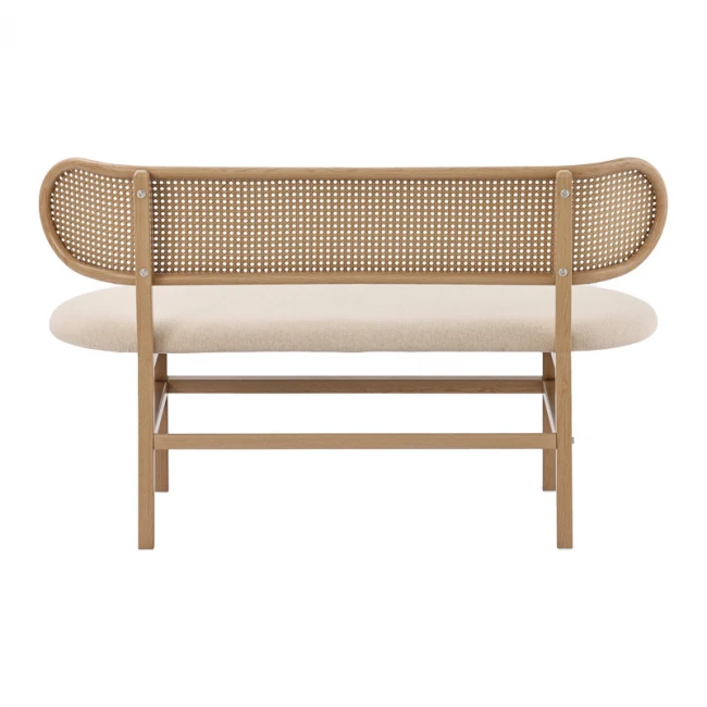 2 seater sofa Enrico chair pakoworld pe rattan beige-fabric beige-metal natural 121x51.5x75cm