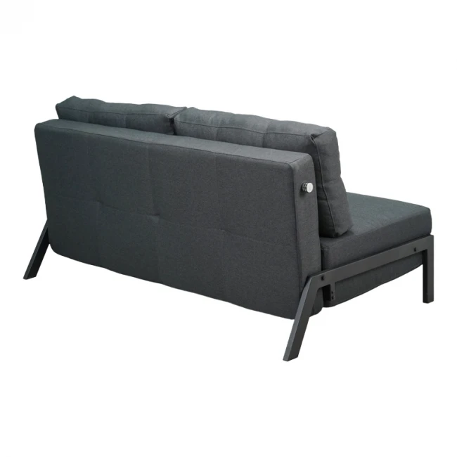 Καναπές 2θέσιος-κρεβάτι Fancy pakoworld ύφασμα σε ανθρακί απόχρωση με μαύρο πόδι 150x92x77εκ