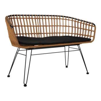 Sofa 2 seater Naoki pakoworld metal black-pe natural 120x55x79cm