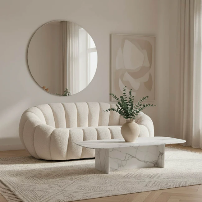 2-seater sofa Yannick pakoworld boucle beige fabric 148x92x62cm