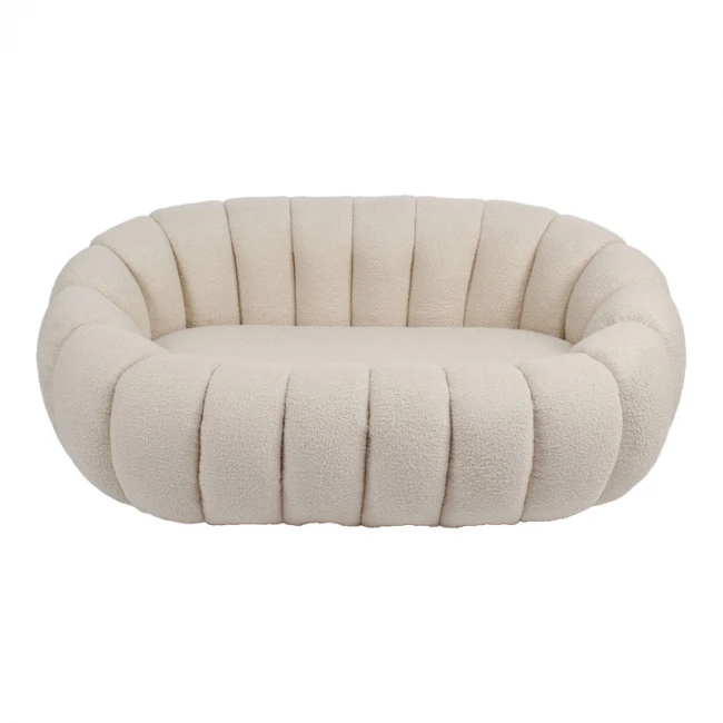 2-seater sofa Yannick pakoworld boucle beige fabric 148x92x62cm