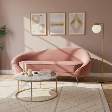 Καναπές 3θέσιος Amora pakoworld βελούδο σάπιο μήλο-χρυσό 180x81x77εκ