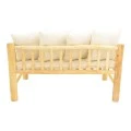 2-seater sofa Guada pakoworld teak wood in natural color and white cushions 135x80x71cm