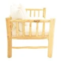 2-seater sofa Guada pakoworld teak wood in natural color and white cushions 135x80x71cm