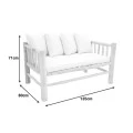 2-seater sofa Guada pakoworld teak wood in natural color and white cushions 135x80x71cm