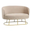 2 seat sofa Rony pakoworld velvet beige-golden metal leg 135x75x85cm