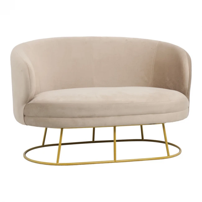 2 seat sofa Rony pakoworld velvet beige-golden metal leg 135x75x85cm