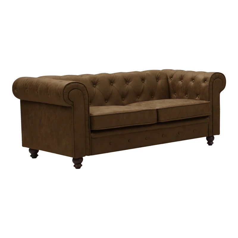 2-seater sofa Incredible pakoworld antique brown pu type Chesterfield 160x84x67cm