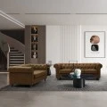 2-seater sofa Incredible pakoworld antique brown pu type Chesterfield 160x84x67cm