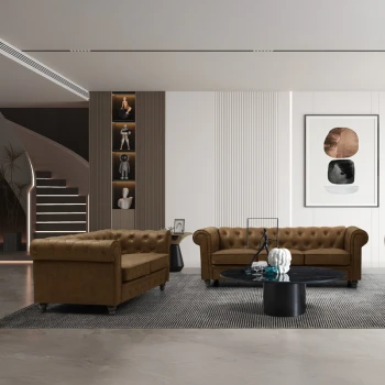 Chesterfield type 2-seater sofa pakoworld antique brown pu 160x84x67cm