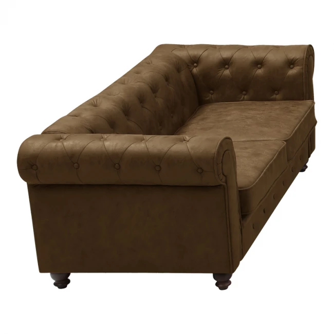 2-seater sofa Incredible pakoworld antique brown pu type Chesterfield 160x84x67cm