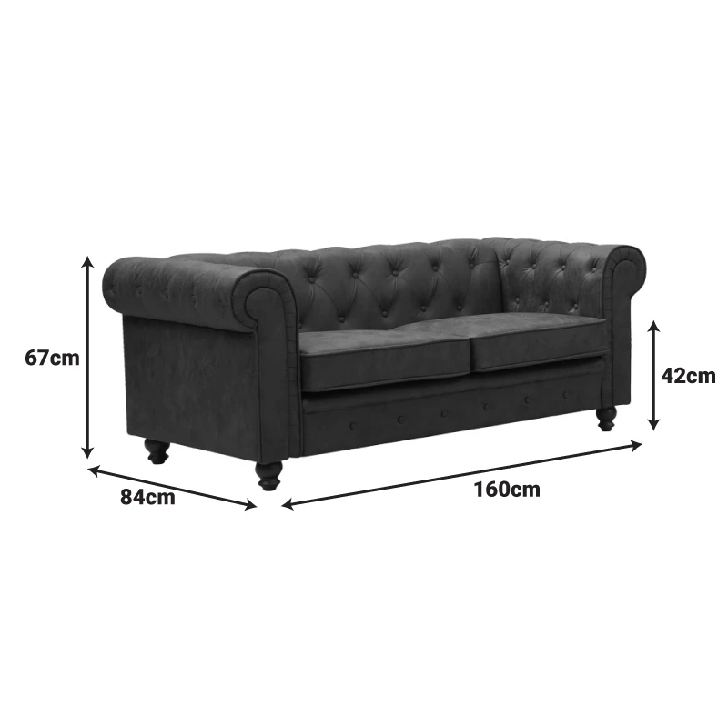 2-seater sofa Incredible pakoworld antique brown pu type Chesterfield 160x84x67cm