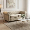 2-seater sofa Incredible pakoworld beige velvet Chesterfield type 160x84x67cm