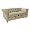 2-seater sofa Incredible pakoworld beige velvet Chesterfield type 160x84x67cm
