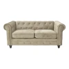 2-seater sofa Incredible pakoworld beige velvet Chesterfield type 160x84x67cm